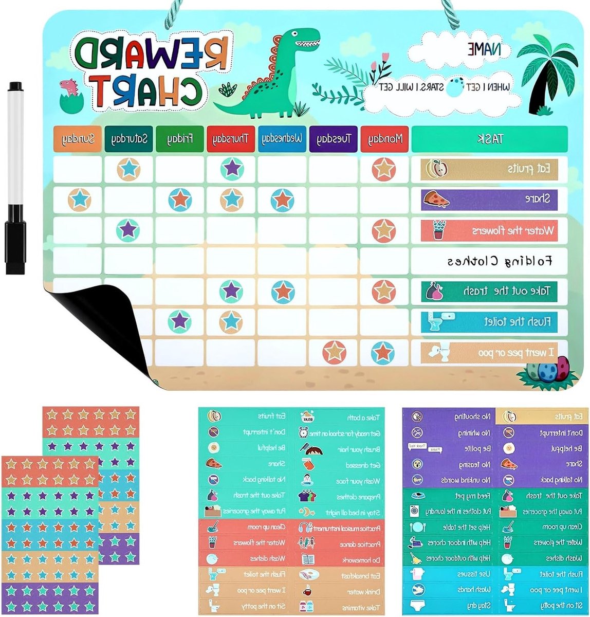 Magnetische Beloningskaarten voor Kinderen met 52 Gedragsstickers en 120 Sterrenstickers, Ideaal voor Zindelijkheidstraining en het Opbouwen van Goede Gewoontes