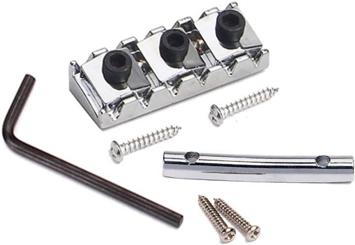 Locking Nut en Snaren Spanningstangen voor Floyd Rose Tremolo Brug 42mm in Chroom - Perfect voor Gitaar Upgrade en Stabiliteit