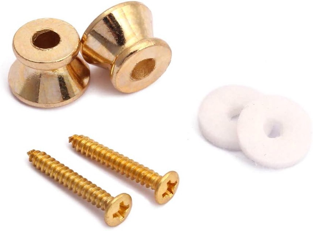 Verstelbare Gitaarriem Knoppen van Metaal met Strap Locks voor Gitaar en Bas, Goudkleurig, Duurzaam en Veilig