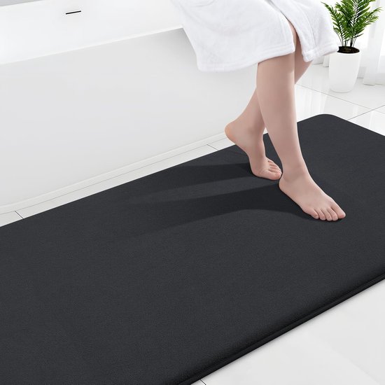 Homaxy Badmat - Snel Absorberende Badmat - Douchemat - PVC Antislip Mat - 61x120 cm - Zwart-Super Zacht Productinformatie