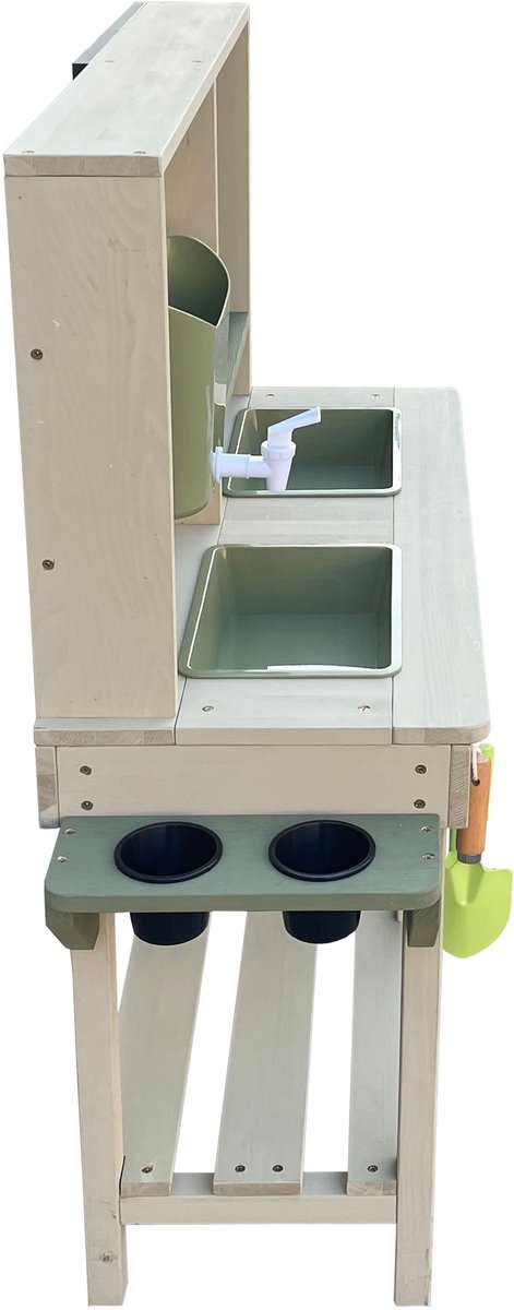 AXI Sev Zand & Water Speelkeuken Grijs/groen – Met Krijtbord - Incl. 3-delige Accessoire Set – Modder Keuken — afbeelding 6