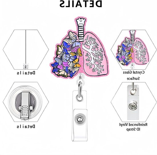 Badge Reel Set van 2, Retractable Badge Holder voor Zorgprofessionals en Studenten, Perfect als Cadeau voor Medewerkers van Merkloos — afbeelding 2