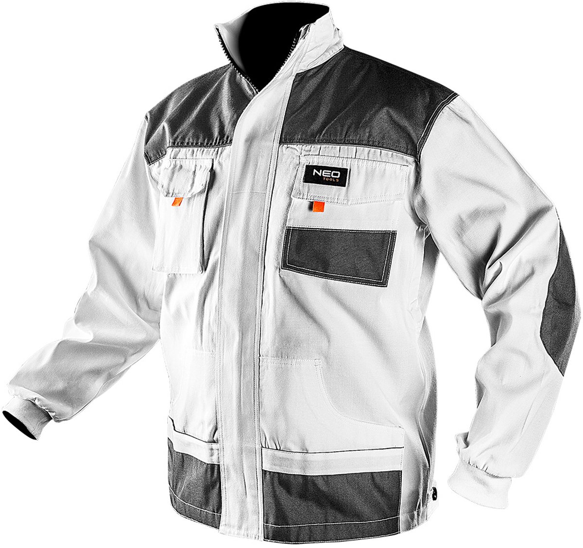 NEO Werkjas - Witte Kleur - Maat M/50 - Versterkte Ellebogen - Reflecterende Elementen