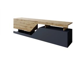 Lendo Double Serie - TV Kast - 160 cm - Grafiet en Eiken - Zonder Handgrepen