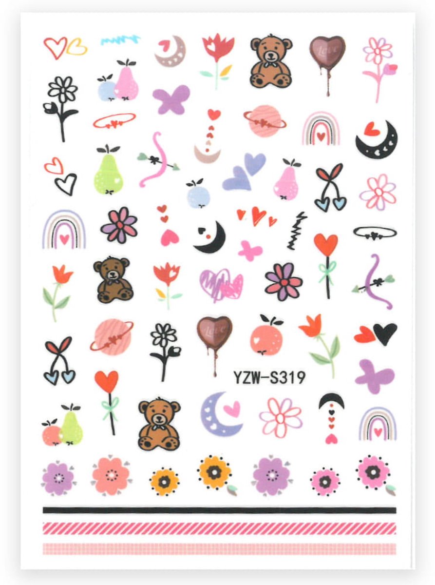 Allepaznokcie YZW-S319 Serie - Zelfklevende Nagelstickers - Valentinesthema - Precieze Vormgeving