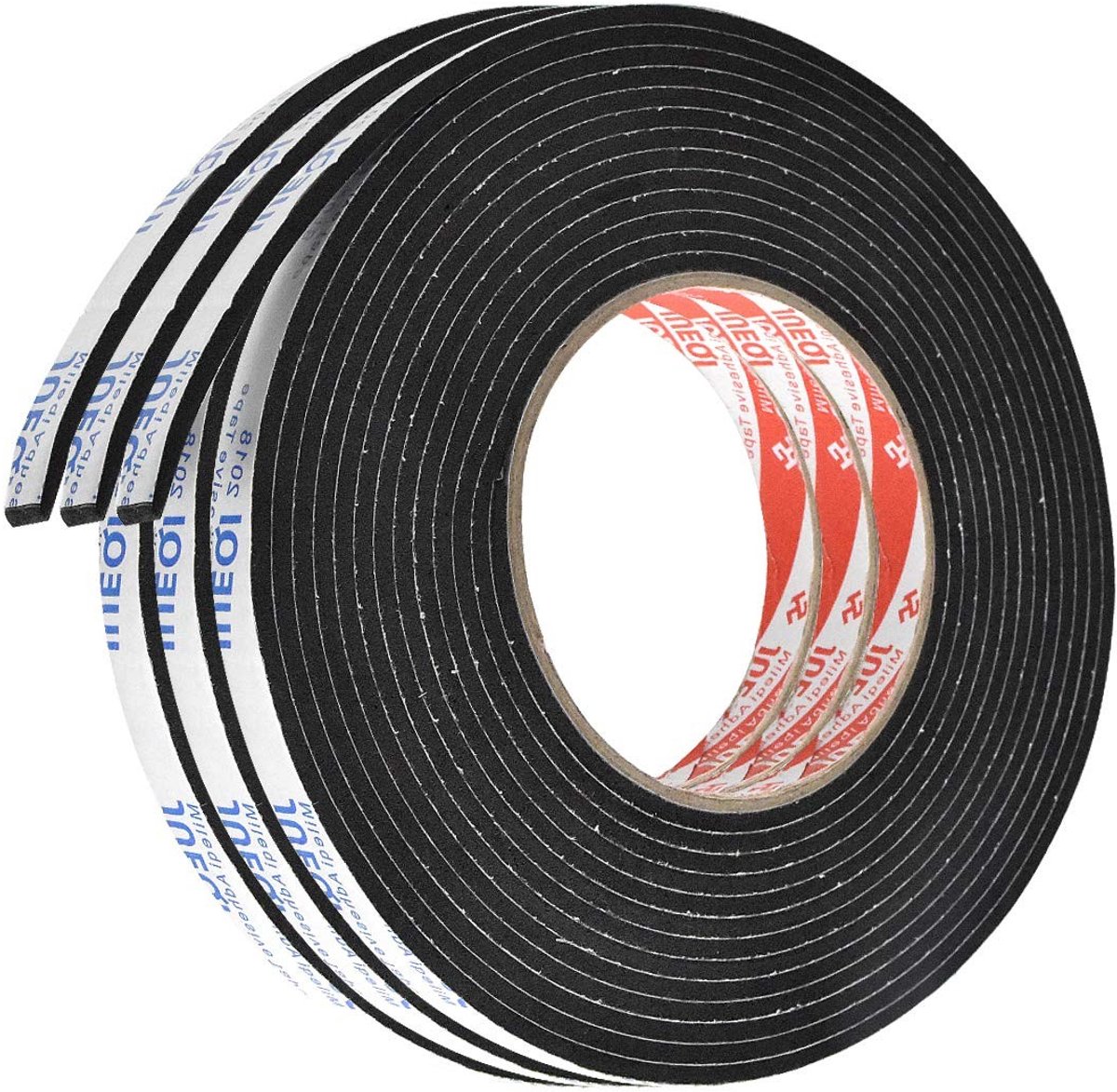 Dubbelzijdige tape - 3 stuks schuimtape, 3 mm × 10 mm × 5 m, robuust, waterdicht, zwart, ideaal voor ramen, deuren en veelzijdige toepassingen