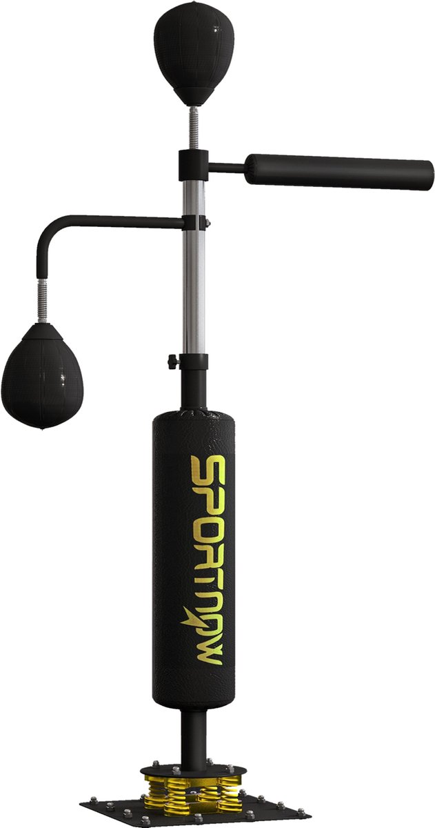 SPORTNOW Bokszak voor Boksen Staal, Kunstleer 107L x 36B x 140-205H cm Zwart