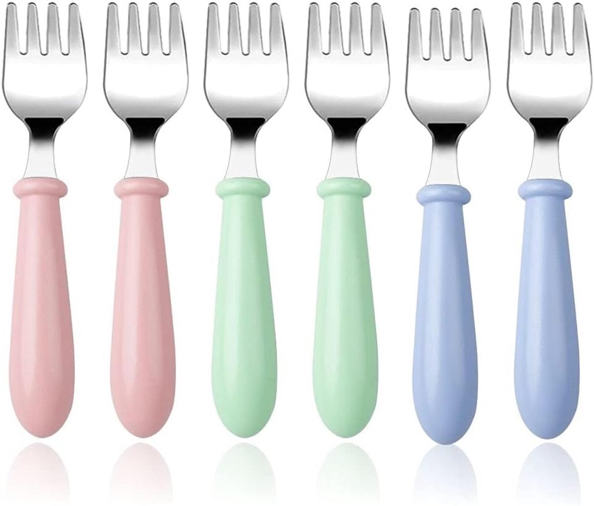 Set van 6 stuks kinderbestek voor zelfvoeding, BPA-vrij en vaatwasserbestendig, lepel en vork voor baby's