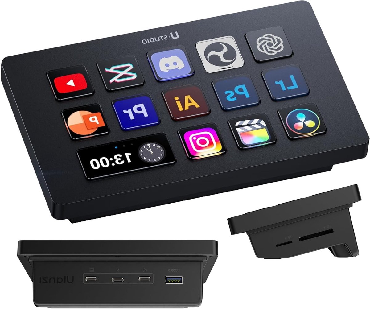 7-in-1 Streaming Controller met 14 LCD-toetsen en 13 macrotoetsen voor OBS, Twitch en YouTube, Compatibel met Mac en PC