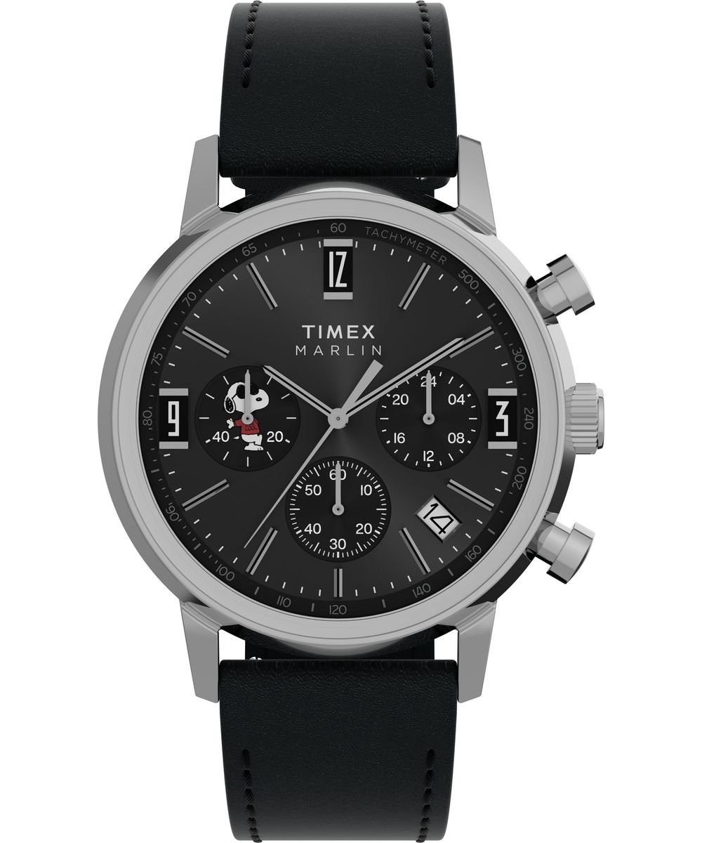 Timex Peanuts Marlin TW2Y48500 Horloge - Leer - Zwart - Ø 40 mm