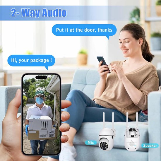 1080P Buiten Wifi Camera met Nachtzicht, Automatische Tracking en Tweeweg Audio van Merkloos — afbeelding 3