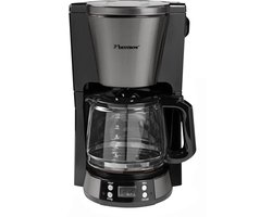 Bestron ACM800TG Koffiezetapparaat – 1,5L Glazen Kan – 1000W – Timerfunctie – 10‑12 Koppen – RVS Afwerking