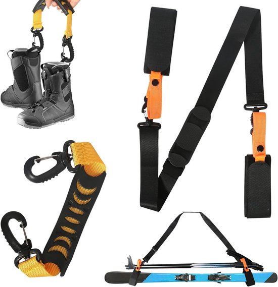 Draagriemen voor Ski's en Stokken, 2 Stuks, Verstelbare Schouderriemen, Antislip Ski Accessoires voor Ski's en Stokken