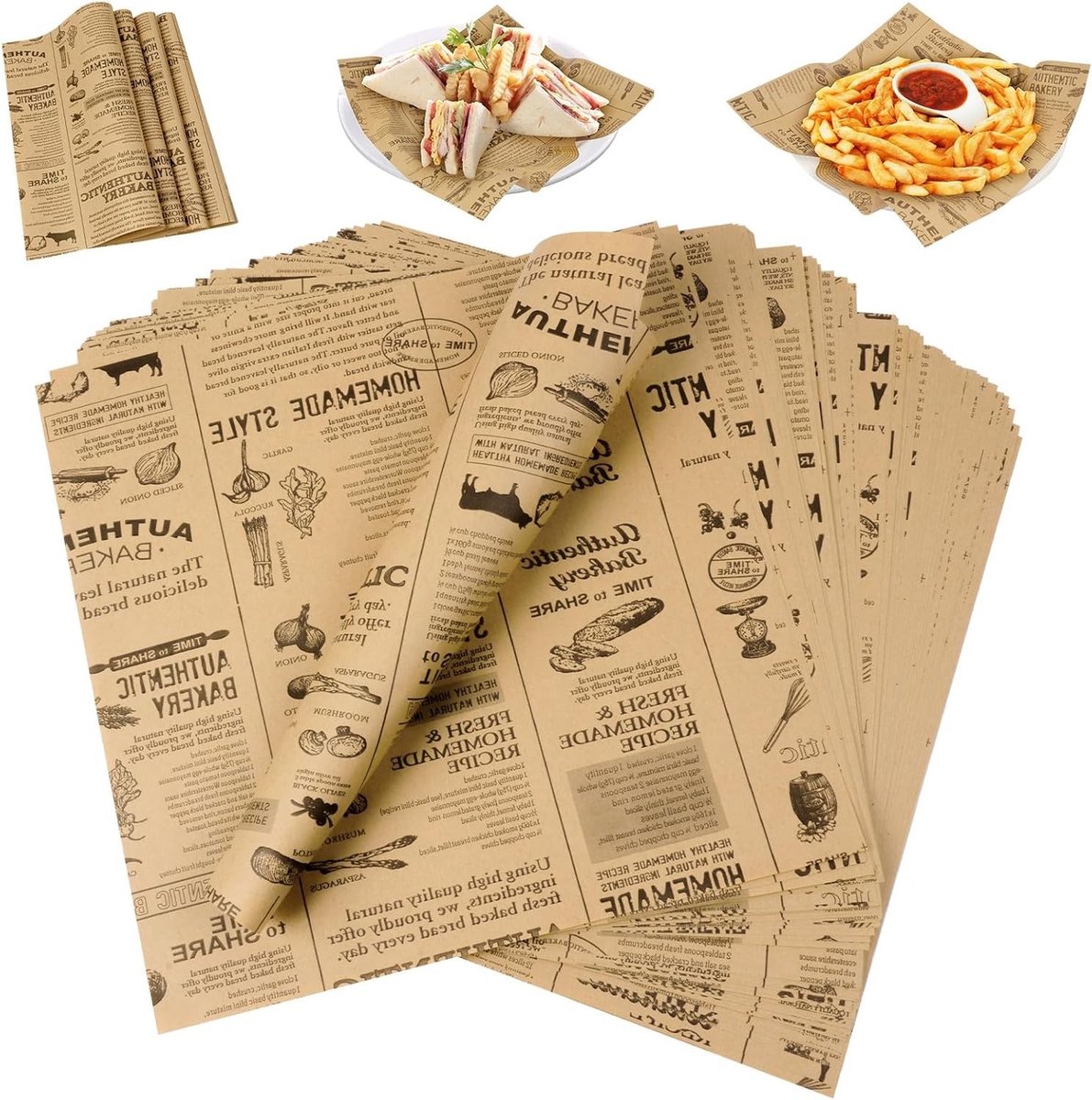 100 Stuks Bakpapier Vellen voor Bakken, 38 x 28 cm, Perfect voor Oven en Kookprojecten