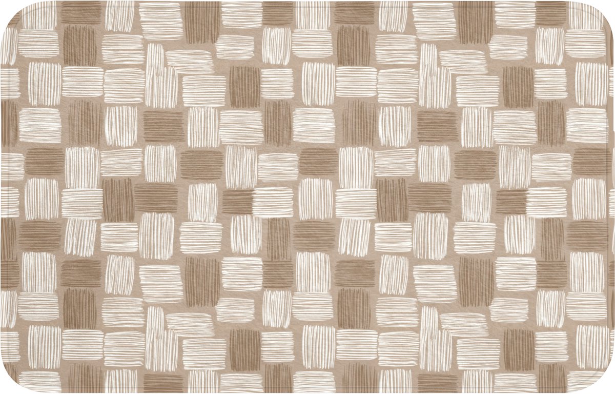 WC mat 80x50 cm - Antislip - Blok - Patroon - Bruin - Toiletmat - Vloermat - Douchemat - T