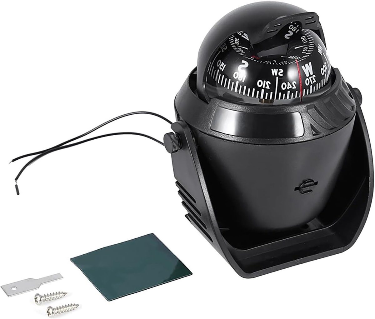 Navigatiekompas met LED-verlichting voor zeilboten en auto’s - Elektronisch draaikompas voor optimale koersbepaling