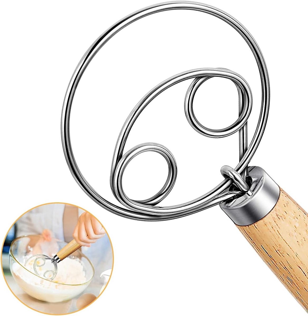 Dough Broom van 33 Inch met Houten Handvat en RVS Draad voor Brood en Taart Bereiding