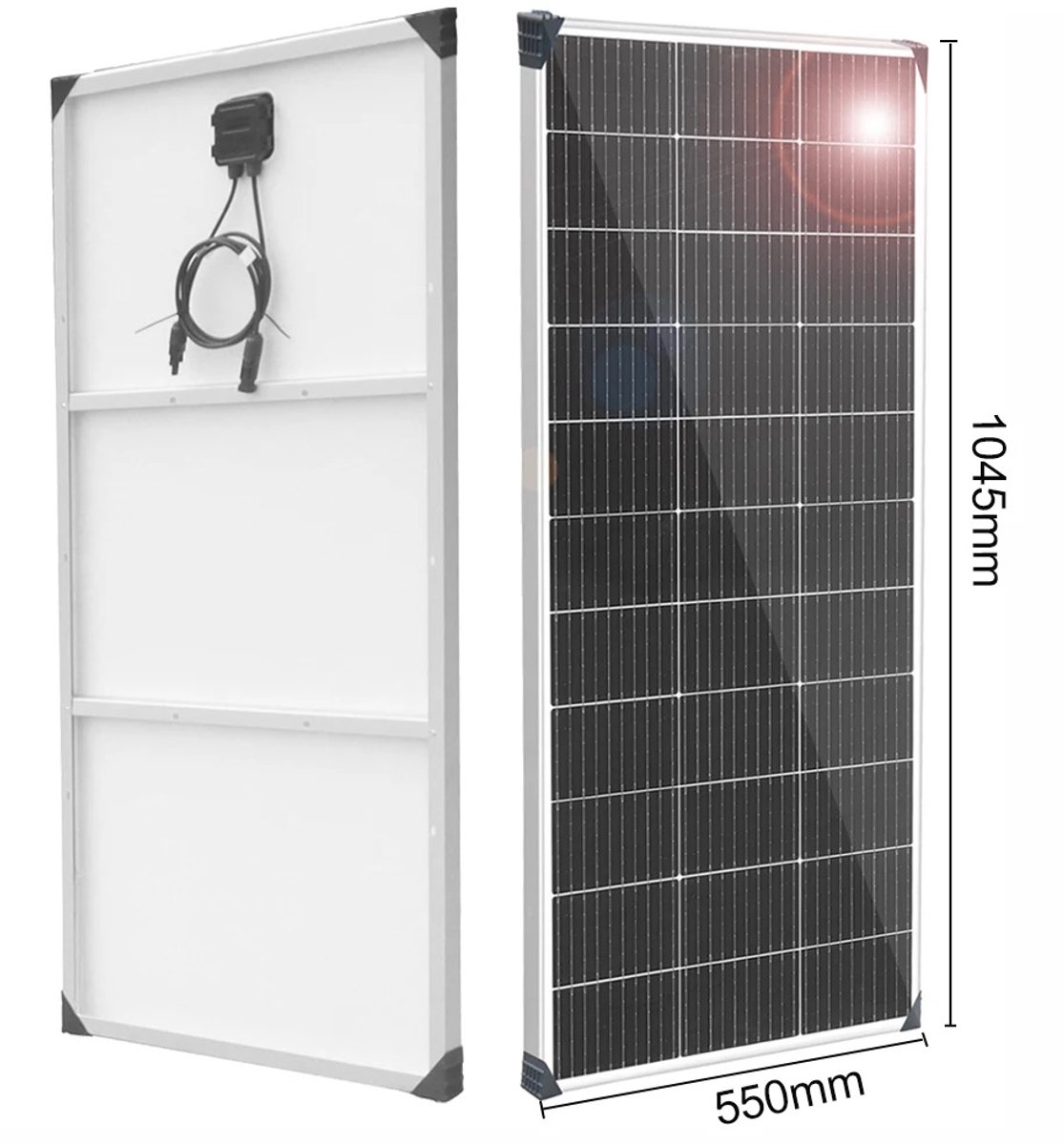Jently zonnepaneel - lichtgewicht - aluminium frame - 12V batterij lader - 150W - 105 x 53 x 2.5 cm