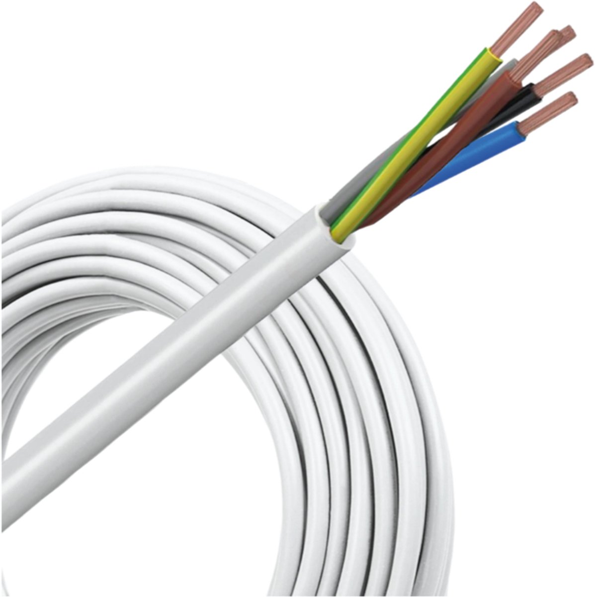Helukabel VMVL (H05VV-F) kabel 5x2.5mm2 wit per rol 100 meter