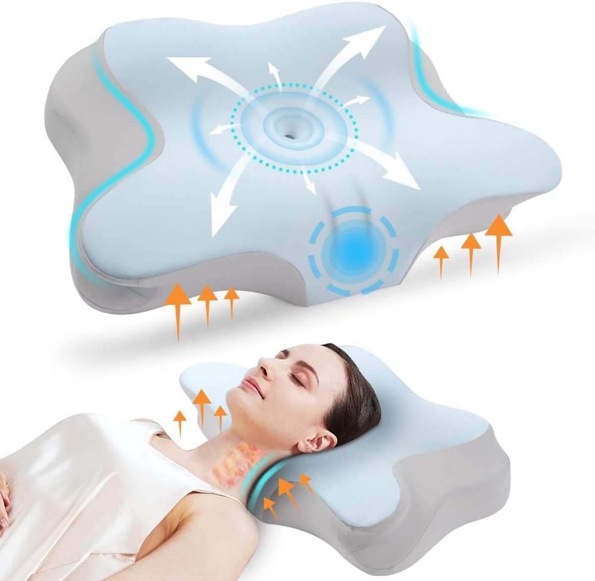 Ergonomisch Geheugenfoam Kussen voor Nek- en Schouderpijn, Orthopedische Steun voor Zij-, Rug- en Buikslapers met Verwijderbare Hoes, Comfortabel en Ademend