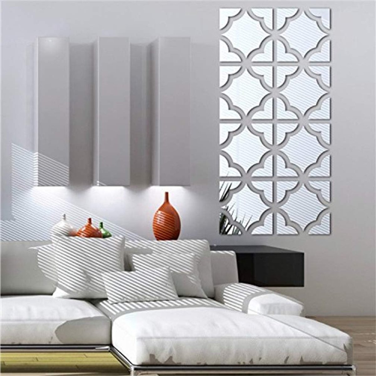 4 Stuks 3D Spiegel Wandstickers, Acryl Vierkante Geometrische Patroon DIY Wanddecoratie, Zelfklevende Spiegelpanelen voor Woonkamer, Slaapkamer en Trapdecoratie