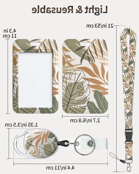 2 Stuks Bloem Motief Badgehouder met Retractable Reel, Carabiner Clip en Afneembare Lanyard - Ideaal voor Vrouwen, Veilig en Praktisch voor Identificatie en Toegangspassen van Merkloos — afbeelding 5