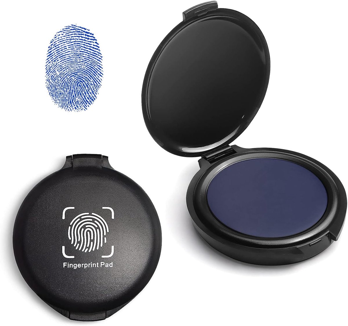carmdering - Vingerafdruk Stempelkussen – Set van 2 – blauw Ink Pad – Duidelijke Afdrukken & Huidvriendelijk – Compact & Herbruikbaar voor Contracten & Identificatie