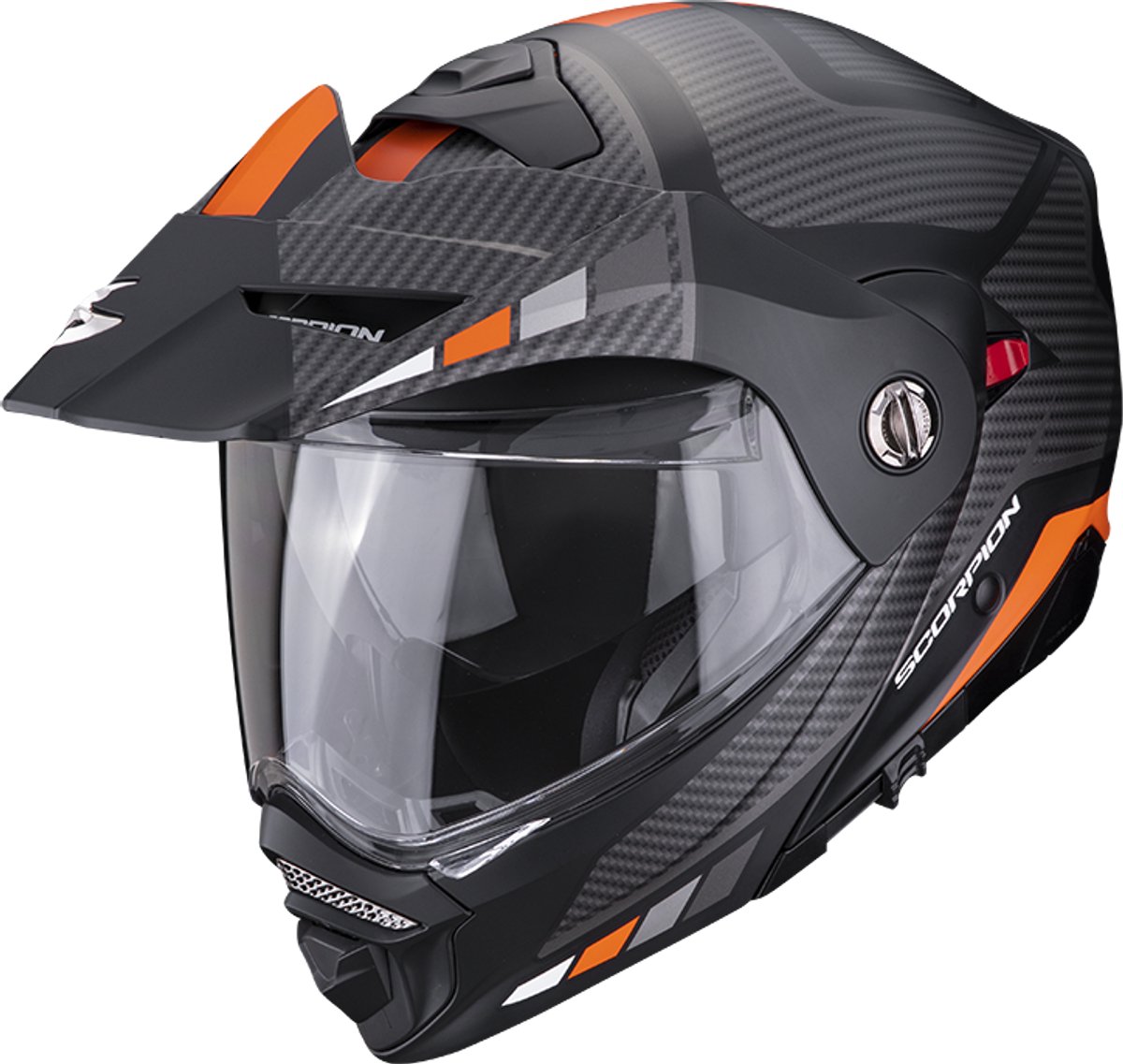 Scorpion ADX-2 Camino Mat Zwart-Silver-Oranje Adventure Helm - Helm
