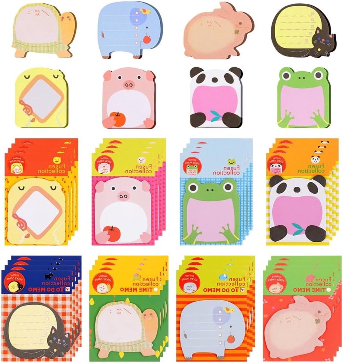 Schattige Cartoon Dieren Plaknotities Set, 32 Pack met 640 Stuks voor School, Kantoor en Cadeautjes