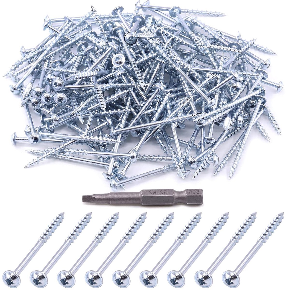 260 Pocket Screws Assortiment met 8 Maten voor Hout en Plaatmateriaal - Zelfborende Schroeven met Grove Draad