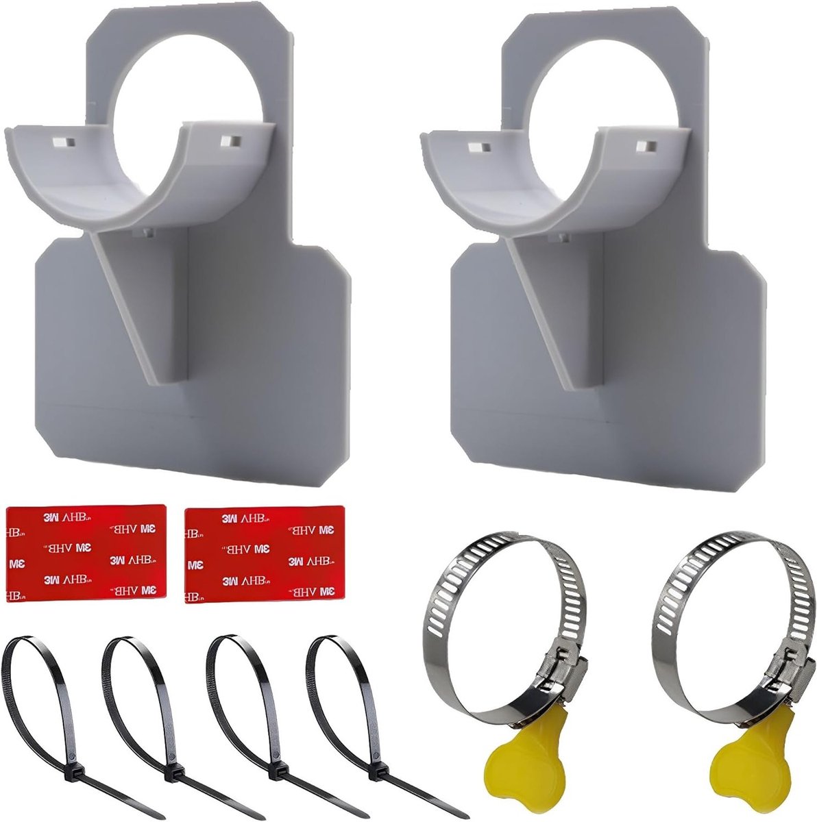 Set van 2 Plastic Tuinslanghouders voor Zwembaden met Kabelbinders, Geschikt voor Slangen van 30 mm - 37 mm, Ideaal voor Tuin en Zwembadgebruik