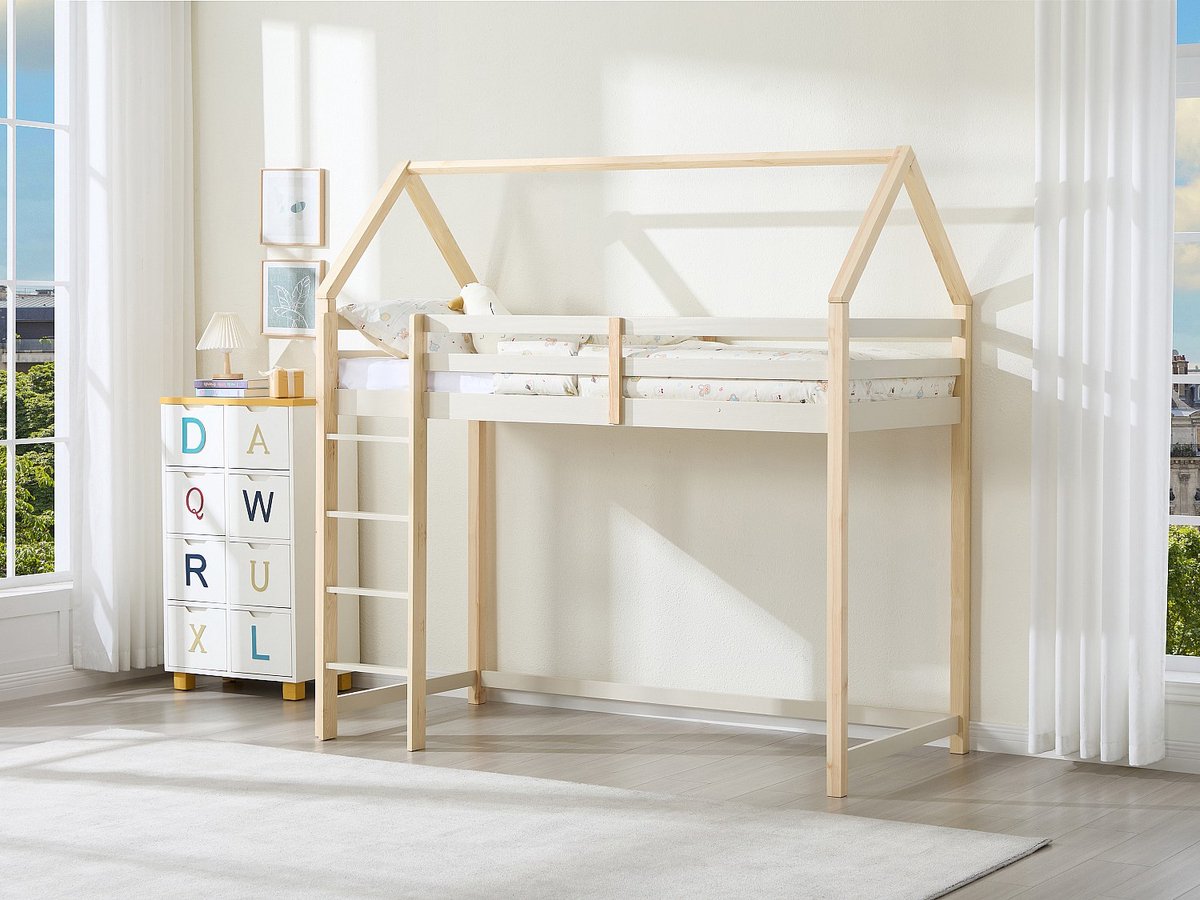 Vente-unique Hoogslaper hout beige 90 x 190 cm