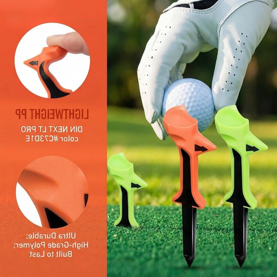 Duurzame onbreekbare golftees in 4 kleurenmix - 100 mm lange kunststof golfaccessoires voor optimale afslag en stabiliteit, ideaal voor alle seizoenen — afbeelding 5