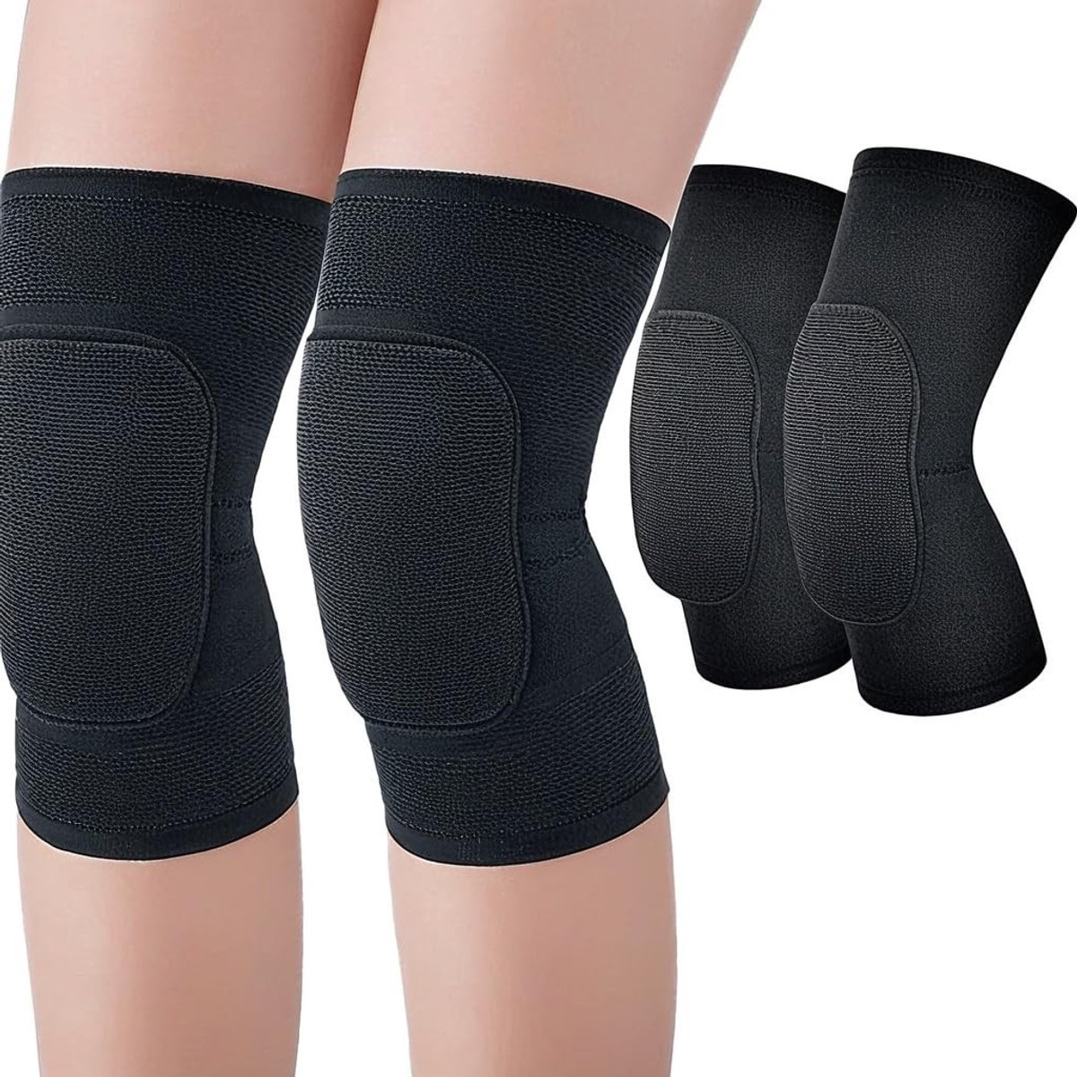 Zachte en Dikke Spons Kniebeschermers voor Dans, Voetbal en Joggen - Ademend en Comfortabel (Zwart, M)