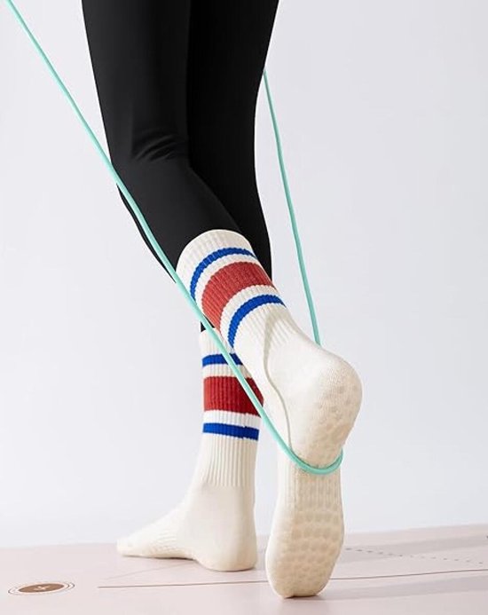 3 Paar - Dames Antislip Yoga Pilates Sokken - Antislip sokken - Ademend Katoenen Enkelsokken met Grip - Yoga Sokken - Voor Ballet, Dans, Fitness & Dagelijkse Workouts - 3 Modieuze Kleuren van Merkloos — afbeelding 2