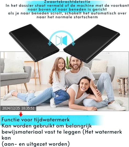 Thuys - Mini-bewakingscamera, HD 1080p, draagbare powerbank, bewakingscamera, mini-camera met accu, 5000 mAh, met nachtzicht en 3-in-1 oplaadkabel voor het opladen van mobiele apparaten van Merkloos — afbeelding 2