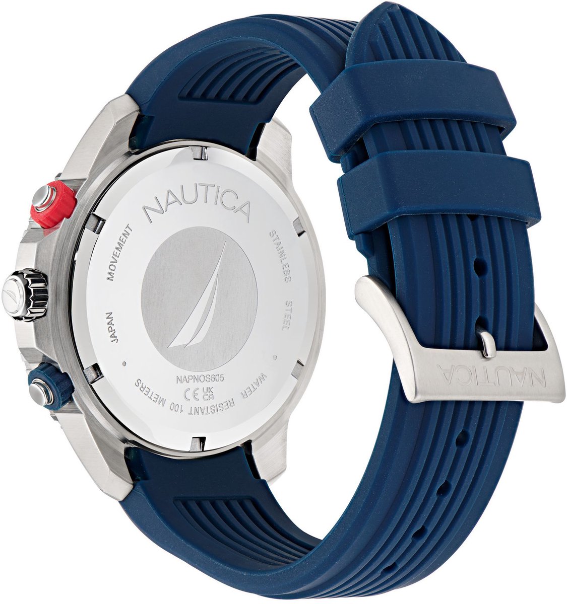 Nautica Nautica One Quartz Analoog Horloge Blauw Kast: 100% Roestvrij Staal | Armband: 100% Siliconen 48 mm NAPNOS605