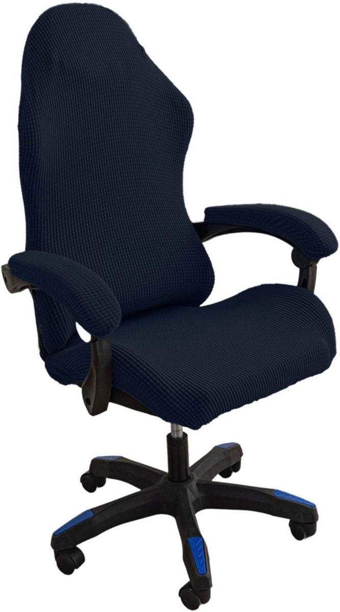 Verstelbare Gaming Stoel Slipcover - Wasbaar, Antislip en Met Rits voor Computer- en Swivel Stoelen - Donkerblauw