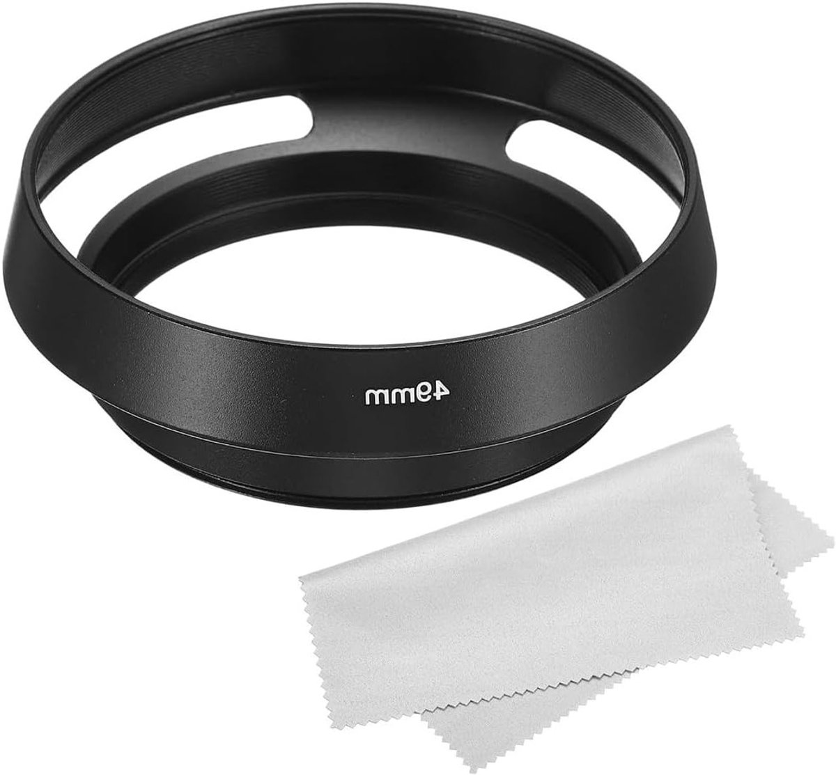 Zonnekap van 49 mm met anti-reflecterende binnenbekleding en standaard geventileerd matte afwerking voor optimale bescherming