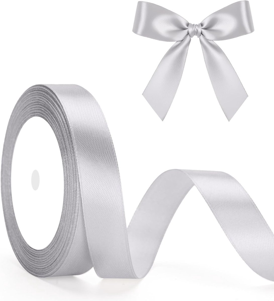 Decoratieve Zijden Lint in Zilvergrijs van 20mm - 22m voor Cadeauverpakking, Knutselen en Versiering