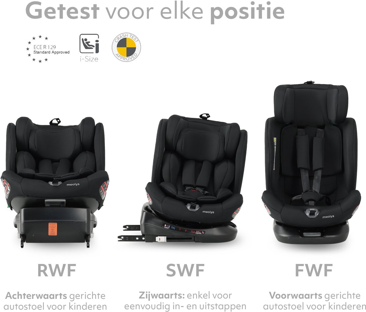 Mooiys Kaya Luxe Autostoel I-Size - 360° Draaibaar met Isofix - Zwart – foto 5