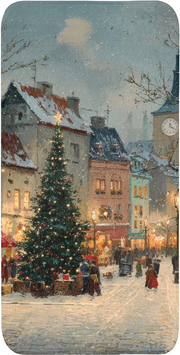 Badmat 60x120 cm - Antislip - Kerstsfeer - Stadsplein - Kleurrijk - Badmatten voor badkamer - Badkamermat - Douchemat - Badkamer mat