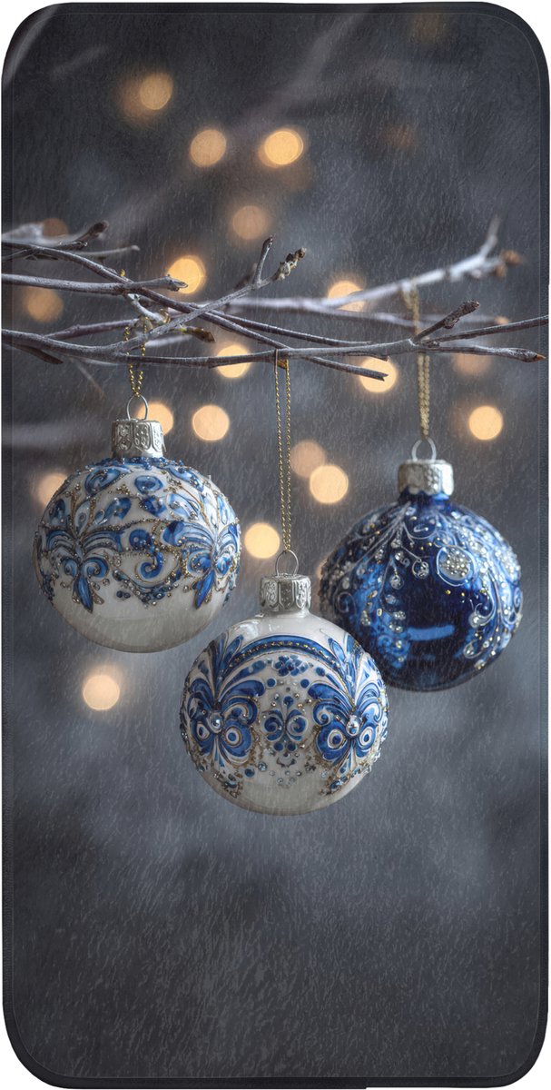Badmat 60x120 cm - Antislip - Kerstbal - Versierd - Blauw - Badmatten voor badkamer - Badkamermat - Douchemat - Badkamer mat