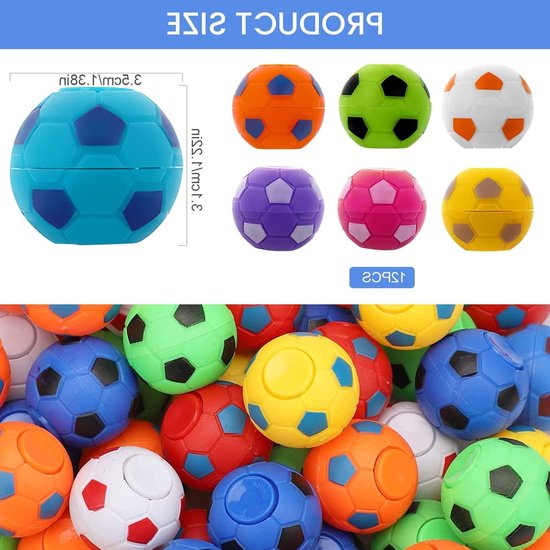 12 Stuks Mini Voetbal Spinner Speelgoed, Draaiende Stressballen, 3.5 cm Anti-Stress Speelgoed voor Kinderen en Volwassenen, Zintuiglijke Ontspanning en Vermindering van Angst — afbeelding 5