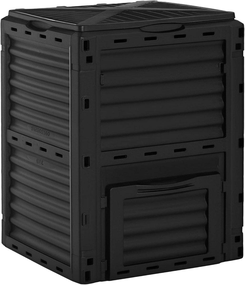 Compostbak Tuin - Afvalbak Organisch - Afval Verwerken - Goede Ventilatie - 300 Liter - Zwart