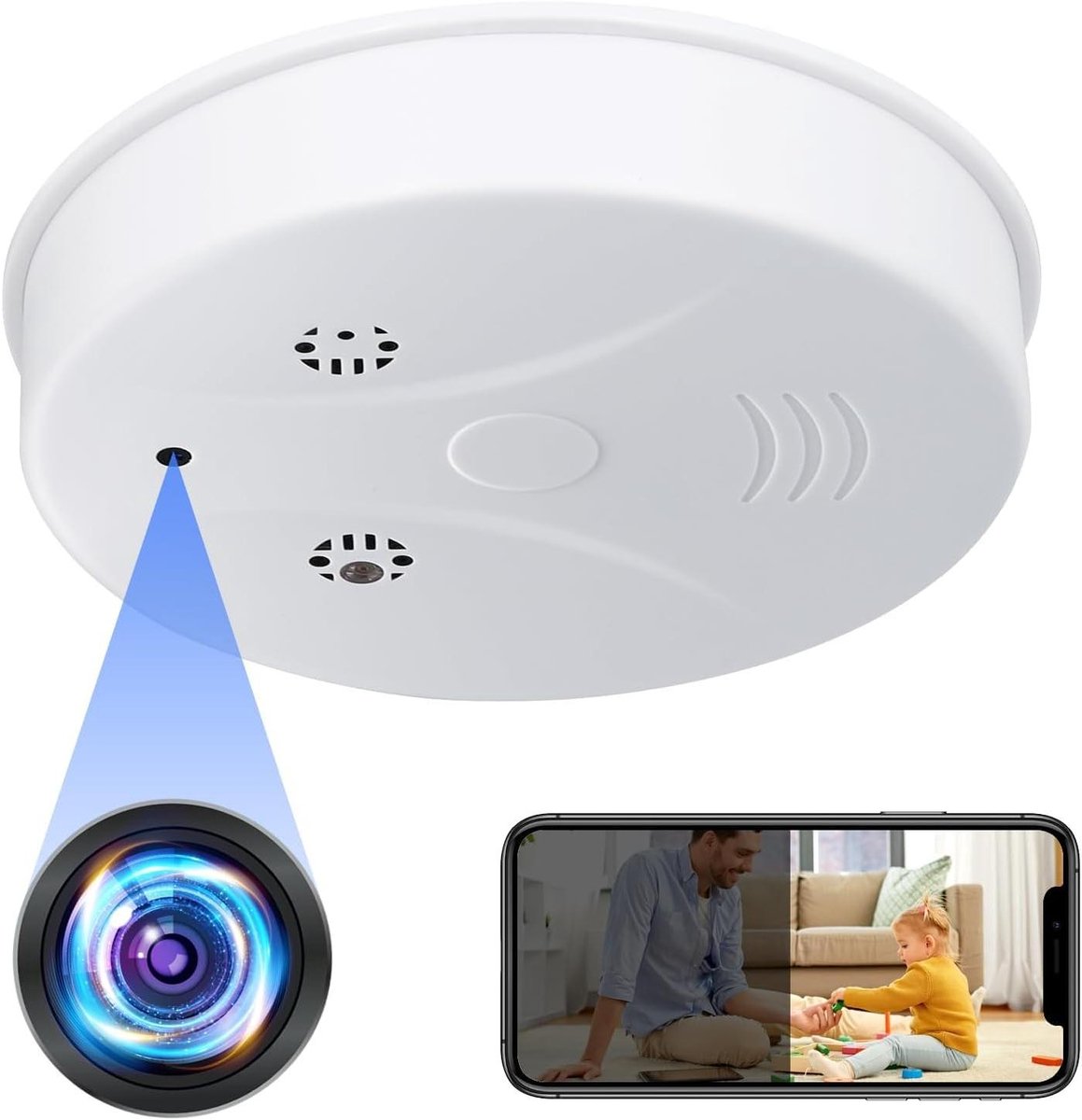 Verborgen Camera - Nanny Cam - Thuis Bewaken - 5G WiFi Connectie - 10x10x3 cm - Wit