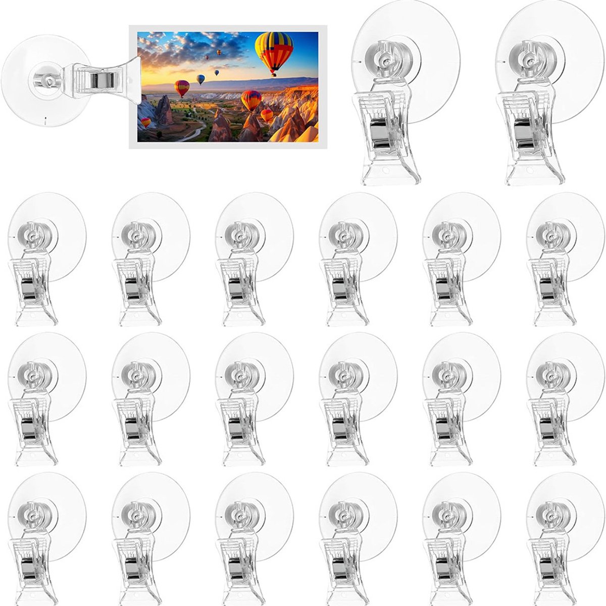 Zuignap met Klem - 20 Stuks - Transparante Zuignappen voor Glas & Aquarium - Sterke Grip