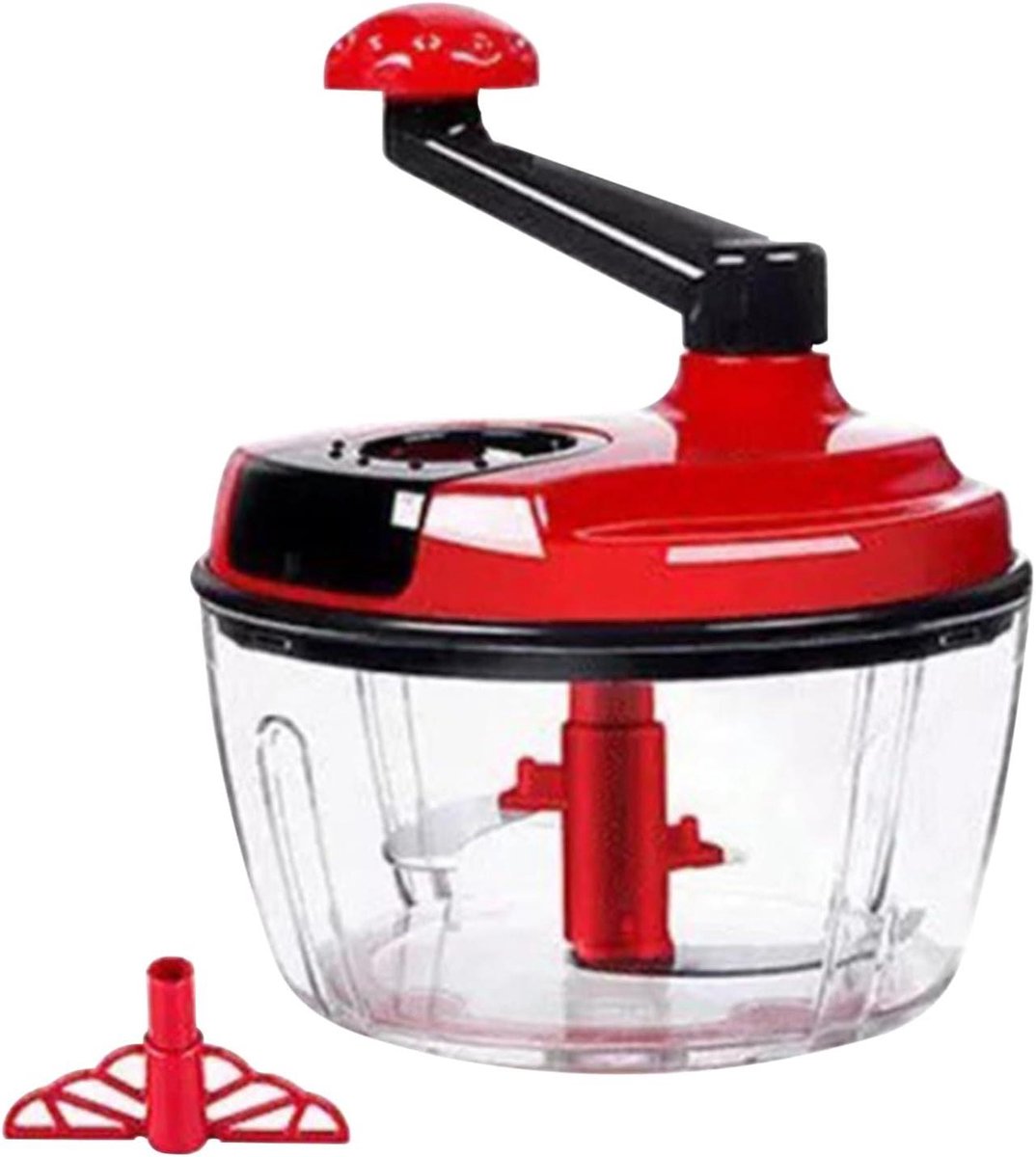 Handmatige Keukenmachine - Trekkoord Hakker - Groenten Snijden - Vaatwasmachinebestendig - 20 cm Hoog - Rood