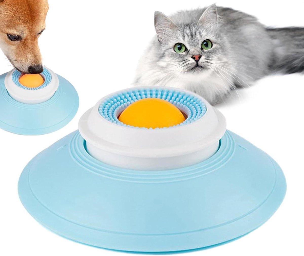 Honden Likmat - Voer Speelgoed - Langzaam Eten - Anti-slip Zuignappen - 14.5 cm - Geel