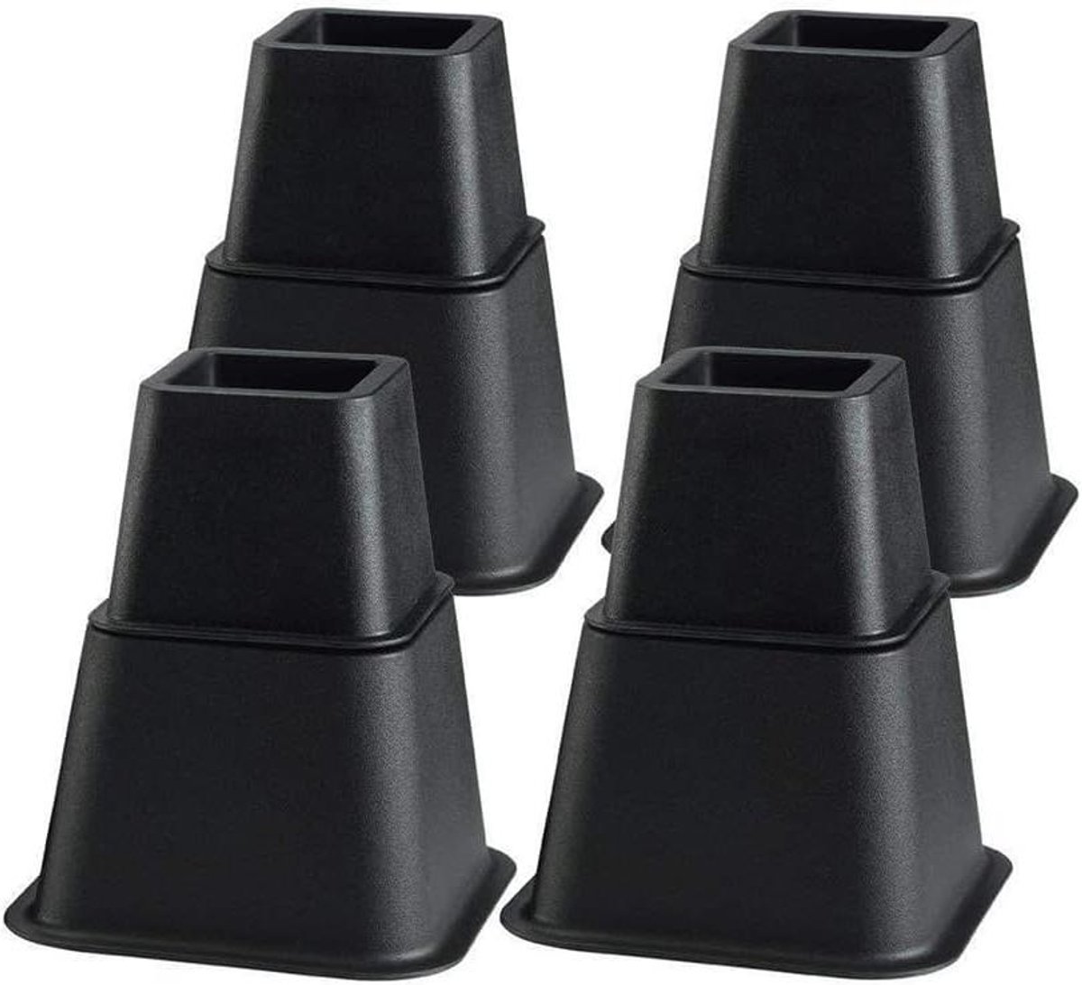 Bedverhogers Set - Meubel Lifters - Ruimte Maximaliseren - Stevige Constructie - 8 Stuks - Zwart